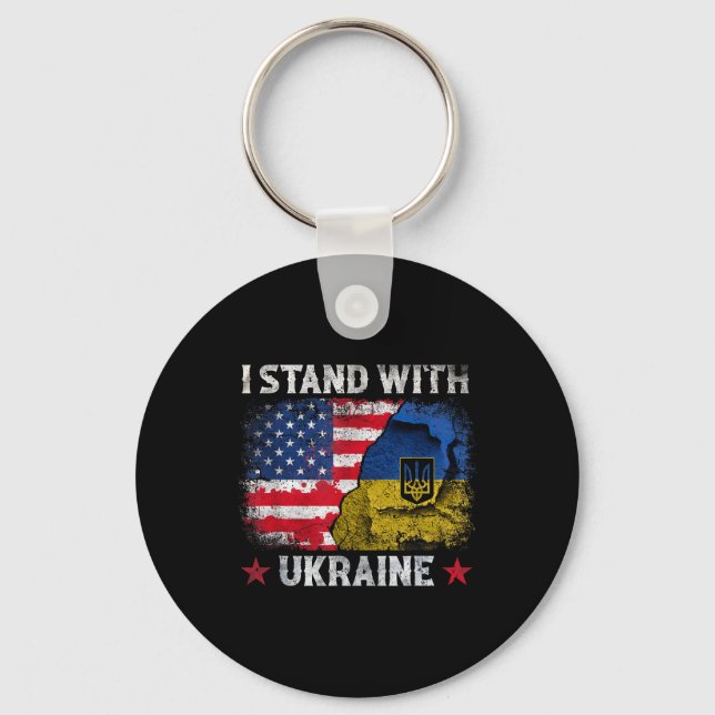Jag står fast vid Ukrainas stöd Ukrainas FLA Nyckelring (Framsida)