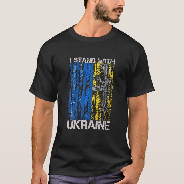 Jag står fast vid Ukrainas stöd Ukrainas FLA T Shirt (Framsida)