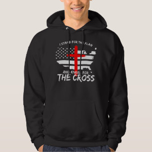 Jag står för Flagga och Kneel för Kor Patri Hoodie