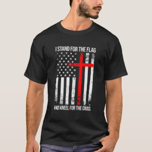 Jag står för Flagga och Kneel för Kor USA F T Shirt