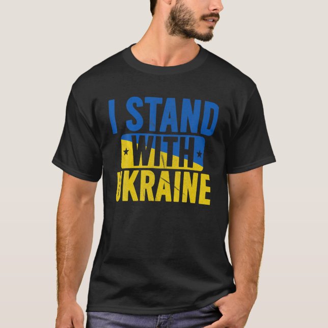 Jag står för freden i Ukrainas Flagga T Shirt (Framsida)