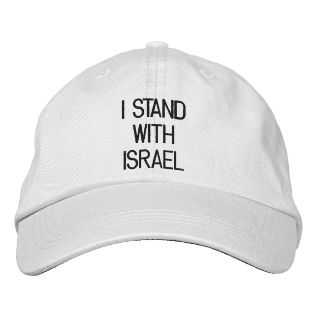 Jag står för Israels svarta text Israels stöd Broderad Keps (Framsida)