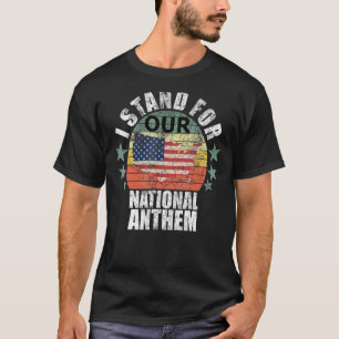 Jag står för nationalsången Retro USA flagga Ame T Shirt