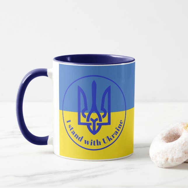 Jag står för Ukraina Blue Gult Trident Mugg (Med munk)
