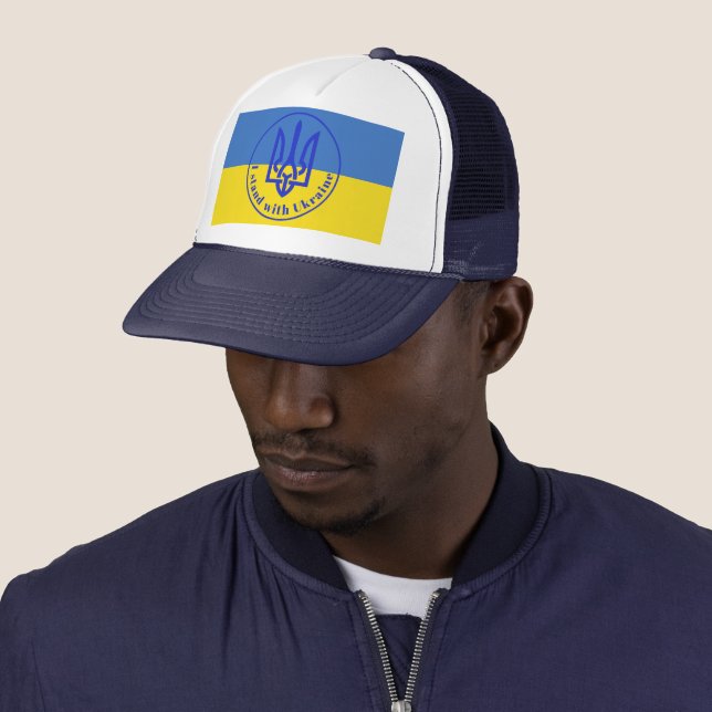 Jag står för Ukraina Blue Gult Trident Trucker H Keps (In Situ)