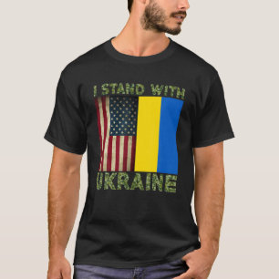 Jag står för Ukraina Camouflage American Ukrainska T Shirt