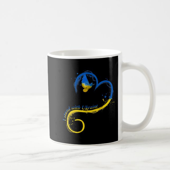 Jag står för Ukraina Dove Flagga Peace Free Ukrain Kaffemugg (Höger)
