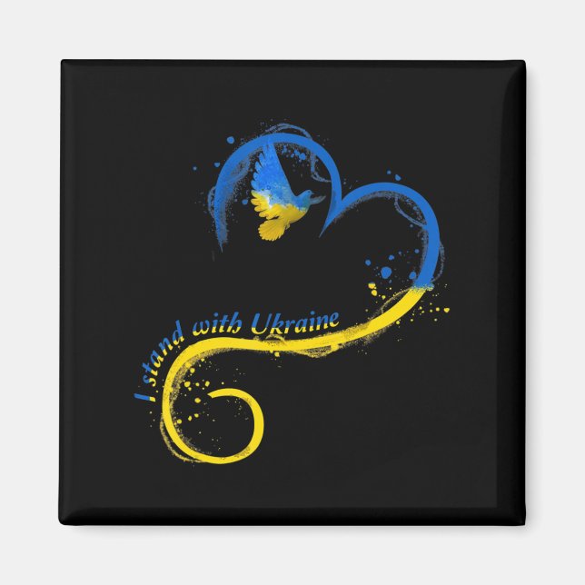 Jag står för Ukraina Dove Flagga Peace Free Ukrain Magnet (Framsidan)