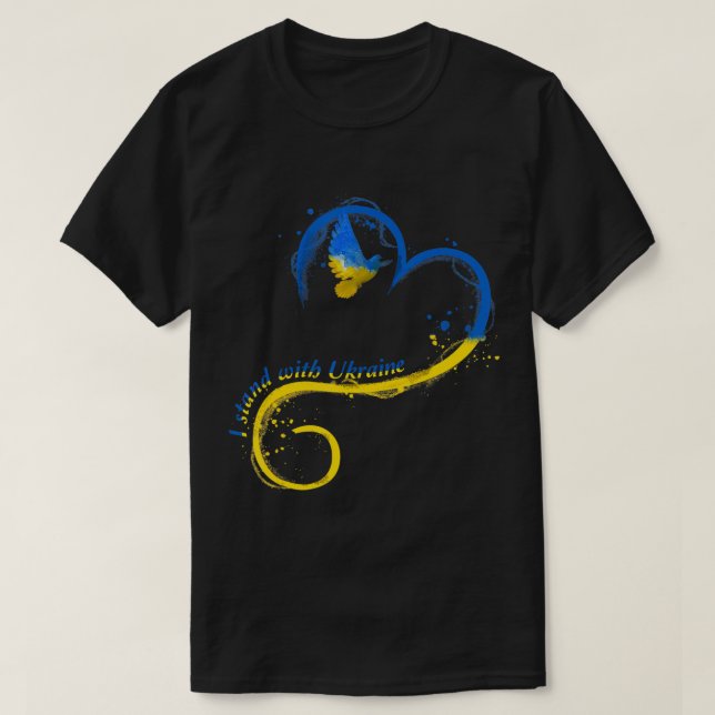 Jag står för Ukraina Dove Flagga Peace Free Ukrain T Shirt (Design framsida)