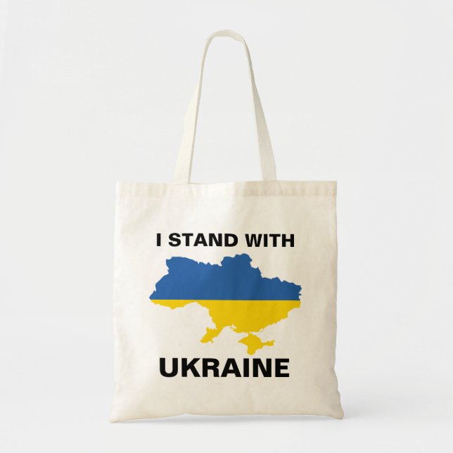 Jag står för Ukraina Flagga och Karta Tote B Tygkasse (Framsidan)