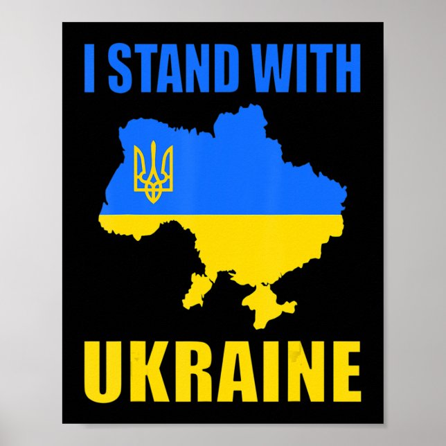 Jag står för Ukraina Karta och Ukraina Flagga Poster (Framsidan)