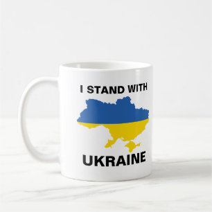 Jag står för Ukraina och Flagga och Karta Kaffemugg