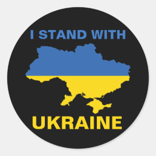 Jag står för Ukraina och Flagga och Karta Runt Klistermärke