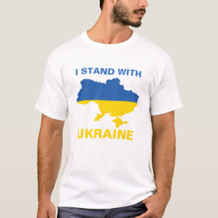 Jag står för Ukraina och Flagga och Karta T Shirt