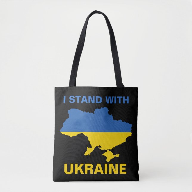 Jag står för Ukraina och Flagga och Karta Tygkasse (Framsida)
