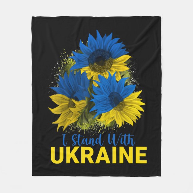 Jag står för Ukraina Solrosfrusen Flagga Peace Fre Fleecefilt (Framsidan)