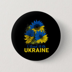 Jag står för Ukraina Solrosfrusen Flagga Peace Fre Knapp