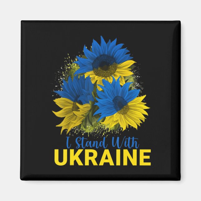 Jag står för Ukraina Solrosfrusen Flagga Peace Fre Magnet (Framsidan)