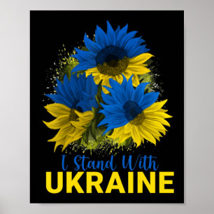 Jag står för Ukraina Solrosfrusen Flagga Peace Fre Poster