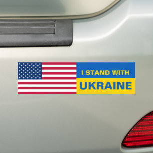 Jag står för Ukrainas amerikanska Flagga Solidarit Bildekal