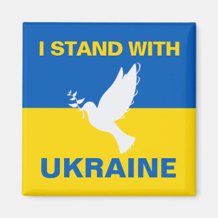 Jag står för Ukrainas Flagga Dove Peace Magnet