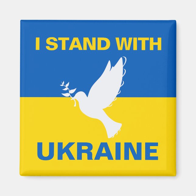 Jag står för Ukrainas Flagga Dove Peace Magnet (Framsidan)