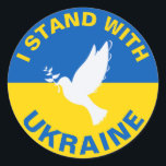 Jag står för Ukrainas Flagga Dove Peace Runt Klistermärke<br><div class="desc">Jag står för Ukrainas Flagga Dove Peace</div>