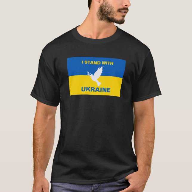 Jag står för Ukrainas Flagga Dove Peace T Shirt (Framsida)