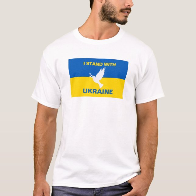 Jag står för Ukrainas Flagga Dove Peace T Shirt (Framsida)