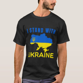 Jag står för Ukrainas flagga emblem karta T Shirt