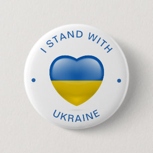 Jag står för Ukrainas Flagga Heart Knapp