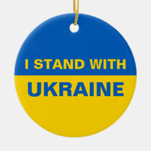 Jag står för Ukrainas Flagga Julgransprydnad Keramik