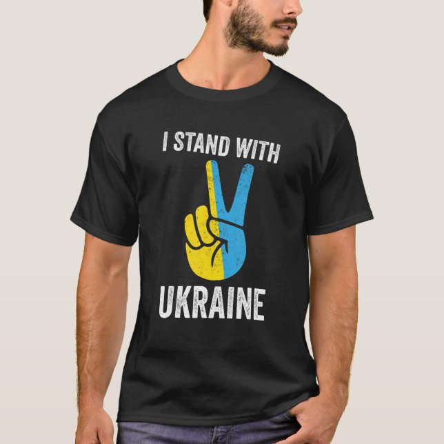Jag står för Ukrainas Flagga Power Support Ukraina T Shirt (Framsida)