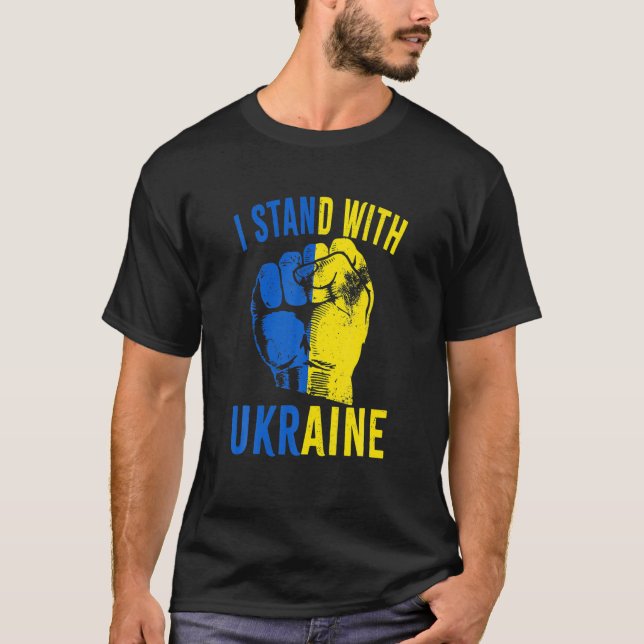 Jag står för Ukrainas Flagga Power Support Ukraina T Shirt (Framsida)