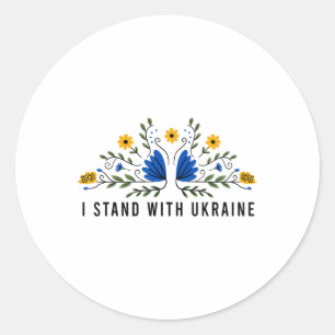 Jag står för Ukrainas Flagga Solros Vintag Runt Klistermärke