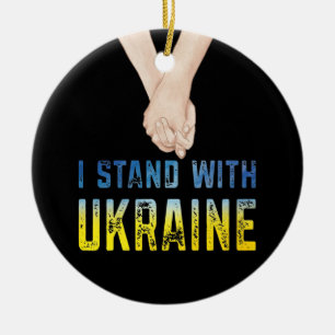 Jag står för Ukrainas sjöfartsstöd Ukraina Flagga Julgransprydnad Keramik