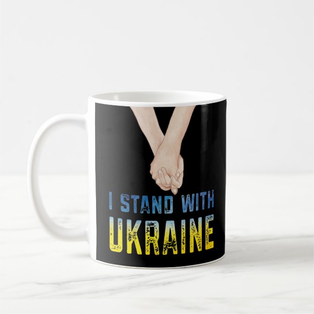 Jag står för Ukrainas sjöfartsstöd Ukraina Flagga Kaffemugg (Vänster)