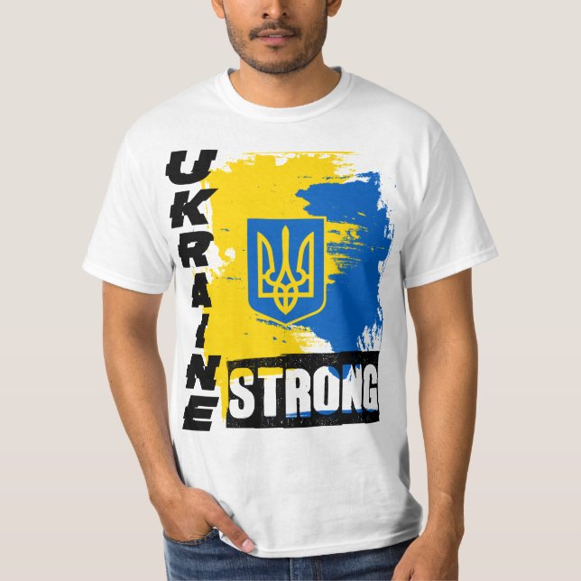 Jag står för Ukrainas sjöfartsstöd Ukraina starkt T Shirt (Framsida)