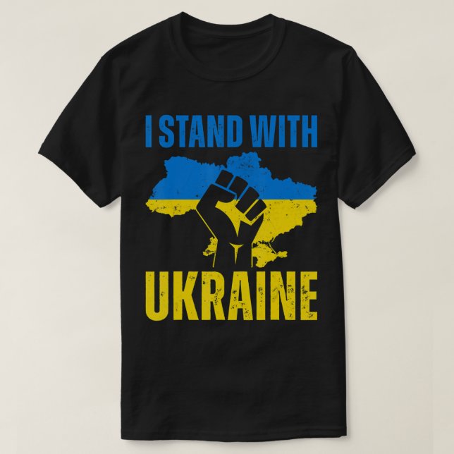 Jag står för Ukrainas Stiga upp Fistiska Peac-Flag T Shirt (Design framsida)