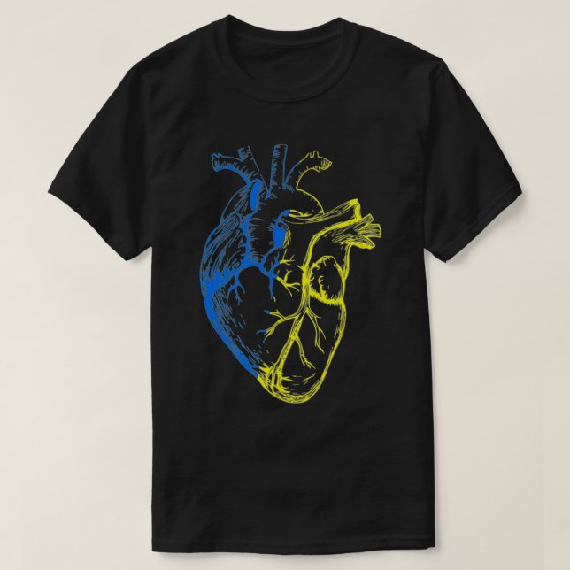 Jag står för Ukrainas stöd Ukraina Heart Ukraina T Shirt (Design framsida)