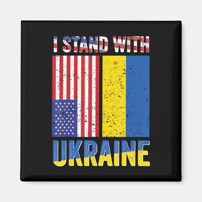 Jag står för Ukrainas stöd, ukrainskt amerikanskt Magnet (Framsidan)