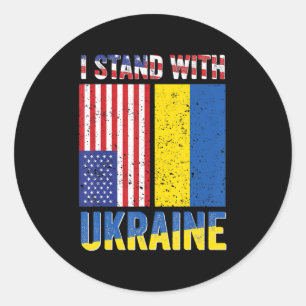 Jag står för Ukrainas stöd, ukrainskt amerikanskt Runt Klistermärke