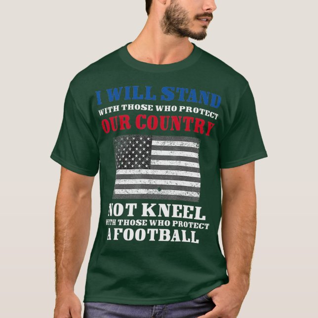 Jag står för vår Land i Kneel. T Shirt (Framsida)