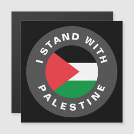 Jag står med det svarta magnetkortet för Palestina