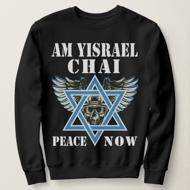 Jag står med Israel am Yisrael Chai, fred nu T Shirt (Design framsida)
