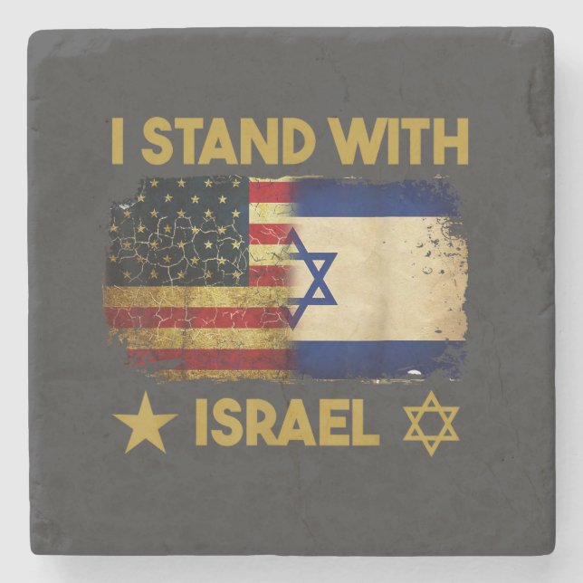 Jag står med Israel Amerika flagga Stenunderlägg (Framsidan)