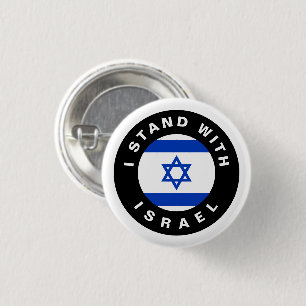 Jag står med Israel i blått och svart flagga Knapp