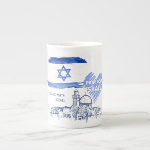 Jag står med Israel. Jag ber för Israel. Benporslin Mugg