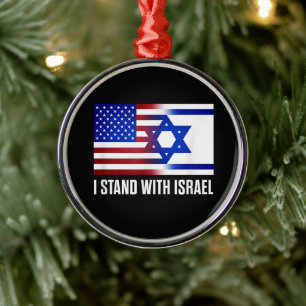 Jag Står Med Israel Patriotisk Julgransprydnad Metall