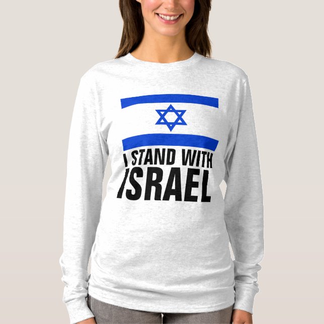 JAG STÅR MED ISRAEL, PRO ISRAEL ZIONIST T-shirts (Framsida)